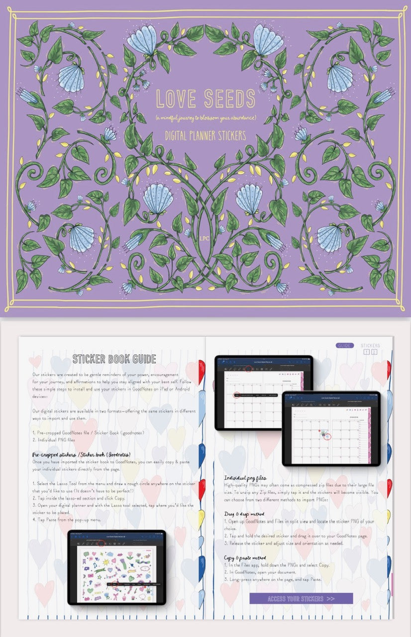 Digital Love Seeds Planner Stickers Set (Essential GoodNotes Digital Stickers)