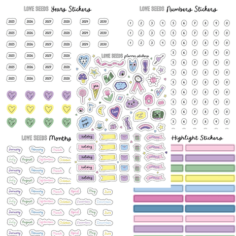 Love Seeds Planner Stickers Set (5 essential 5x7 inch sticker pages)